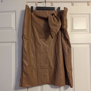 CHOOSY Chic Brown Midi Wrap Skirt NWT